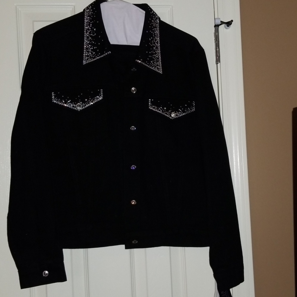 Beautiful Christine Alexander blk denim jacket